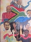 Nella chiesa di Regina Mundi c'è una gigantografia con i principali combattenti contro l'apartheid