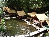 Piccoli bungalow e ponticelli sull'acqua